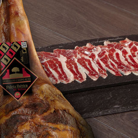 Hand-Carved 48 Months 100% Iberico Bellota Pork Shoulder Ham with Los Pedroches P.D.O (Vacuum Packaging) 90g