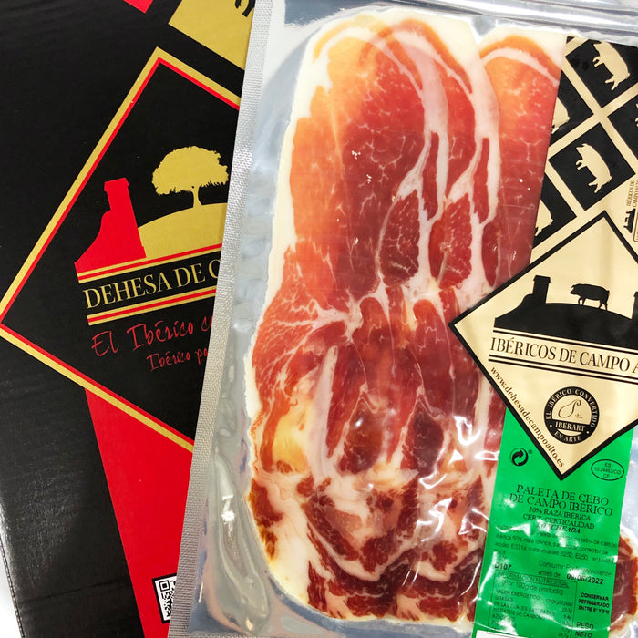 Sliced 18-Months 50% Iberico Cebo de Campo Pork Shoulder Ham (Vacuum Packaging)